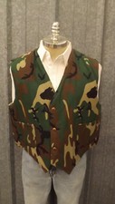 NEW Vtg DEERSKIN (Melton) Cotton Chamois Quilted Camo Vest Lrg USA made Hunting