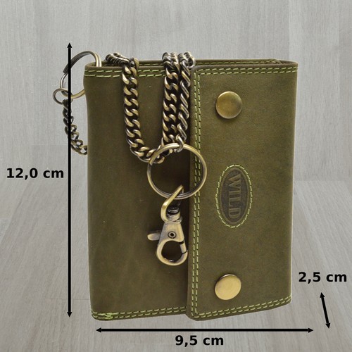 German Design Volleder Herrengeldbörse Hochkant Wild mit Hosenkette in Grün - 第 3/7 張圖片