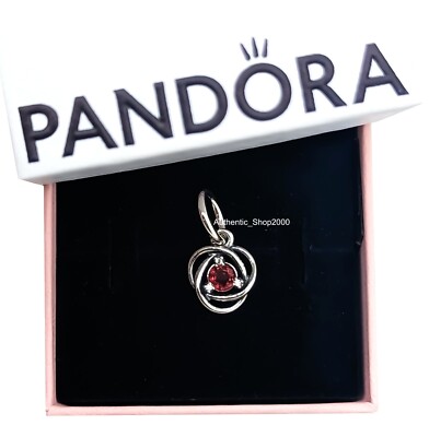 New 100% PANDORA 925 Birthstone July True Red Eternity Circle Charm ...