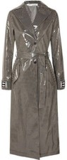 Off-white Checkered Vinyl Trench Coat In Black And White - Size 40