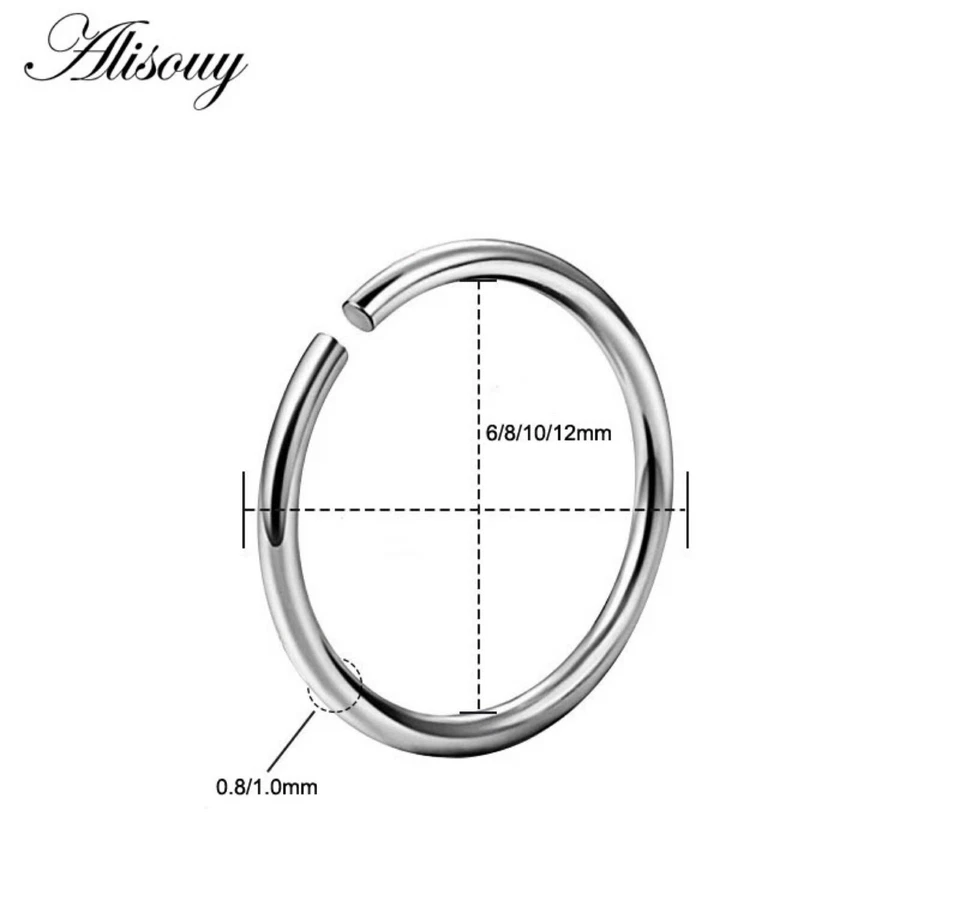 10 PCS NASO ANELLO ORECCHINO CARTILAGINE TRAGUS  CERCHIO PIERCING - Immagine 4 di 4