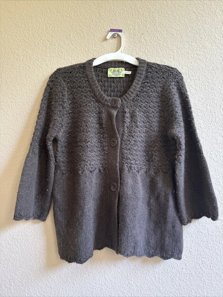 Cárdigan grueso Juicy Couture marrón mezcla de lana con botones para mujer talla L grande” Foto 3 de 4