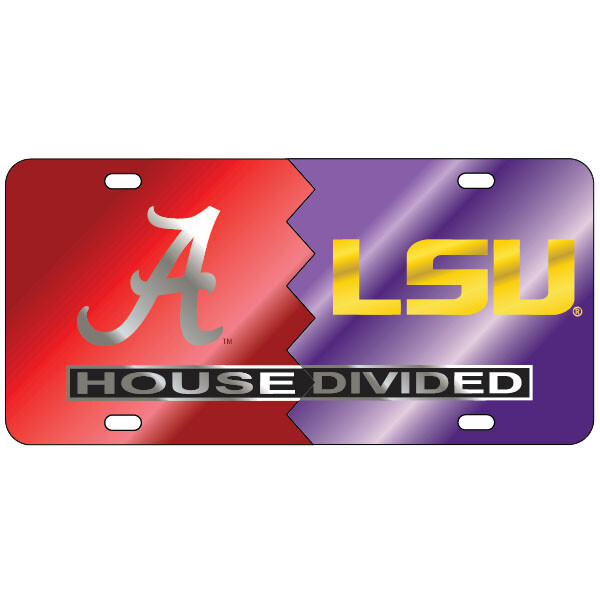 ALABAMA / LSU Mirrored HOUSE DIVIDED License Plate / Car Tag eBay