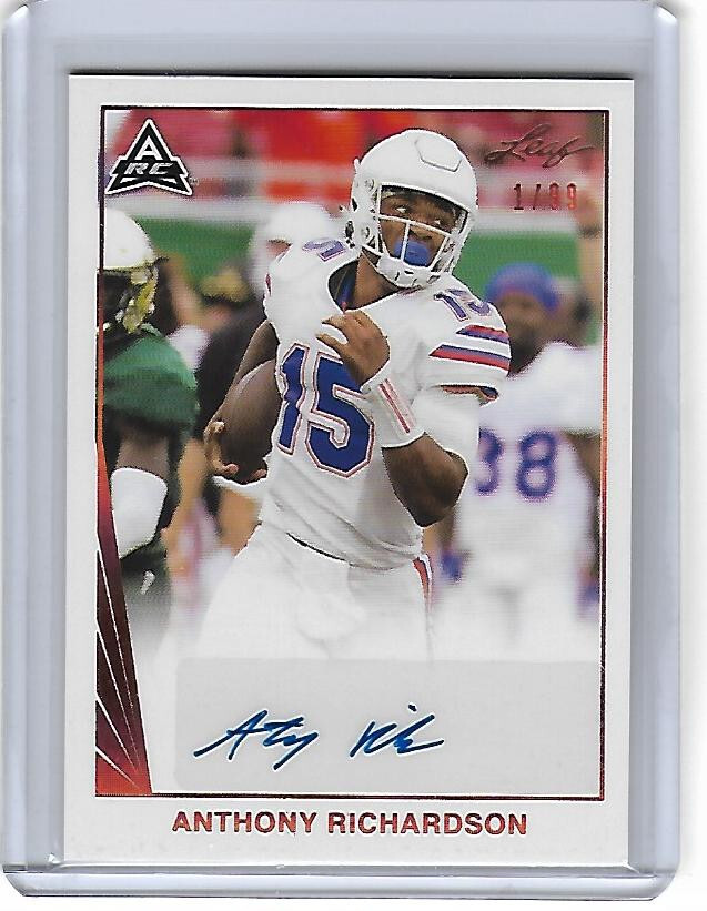 Anthony Richardson 2021 Leaf Memories RC Card AUTO FIRST 1