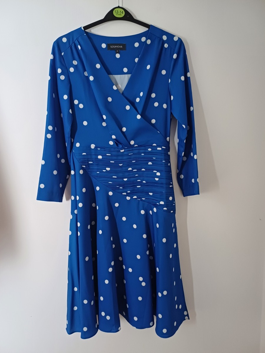 Sosander Spot Print Wrap Style Dress Size 10 UK