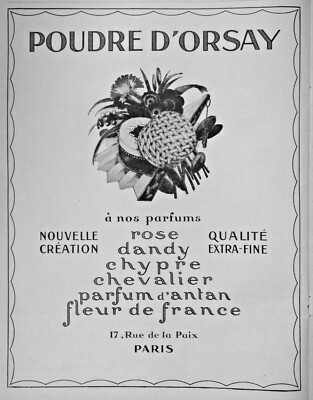 PRESSEWERBUNG 1926 POWDER D'ORSAY ROSE DANDY ZYPERN RITTER DUFT ALTER