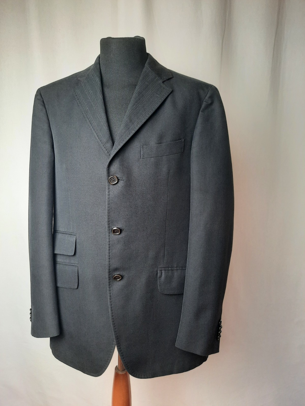 Etro Milano vintage wool cotton black striped gessato luxury opulent jacket vest