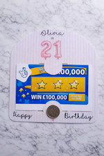 Personalised Scratch Card Holder Birthday Gift Lottery Ticket Holder Any Age