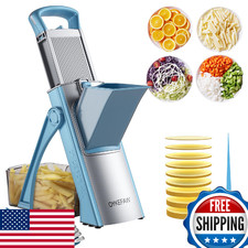 Safe Mandoline Slicer for Kitchen, 6 in 1 Vegetable Chopper, French Fry Cutter F