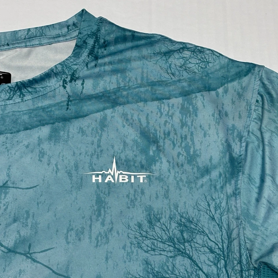Habitat Realtree Fising Long Sleeve Moisture Wicking Shirt Men XL Teal Blue Camo - Image 3 of 4