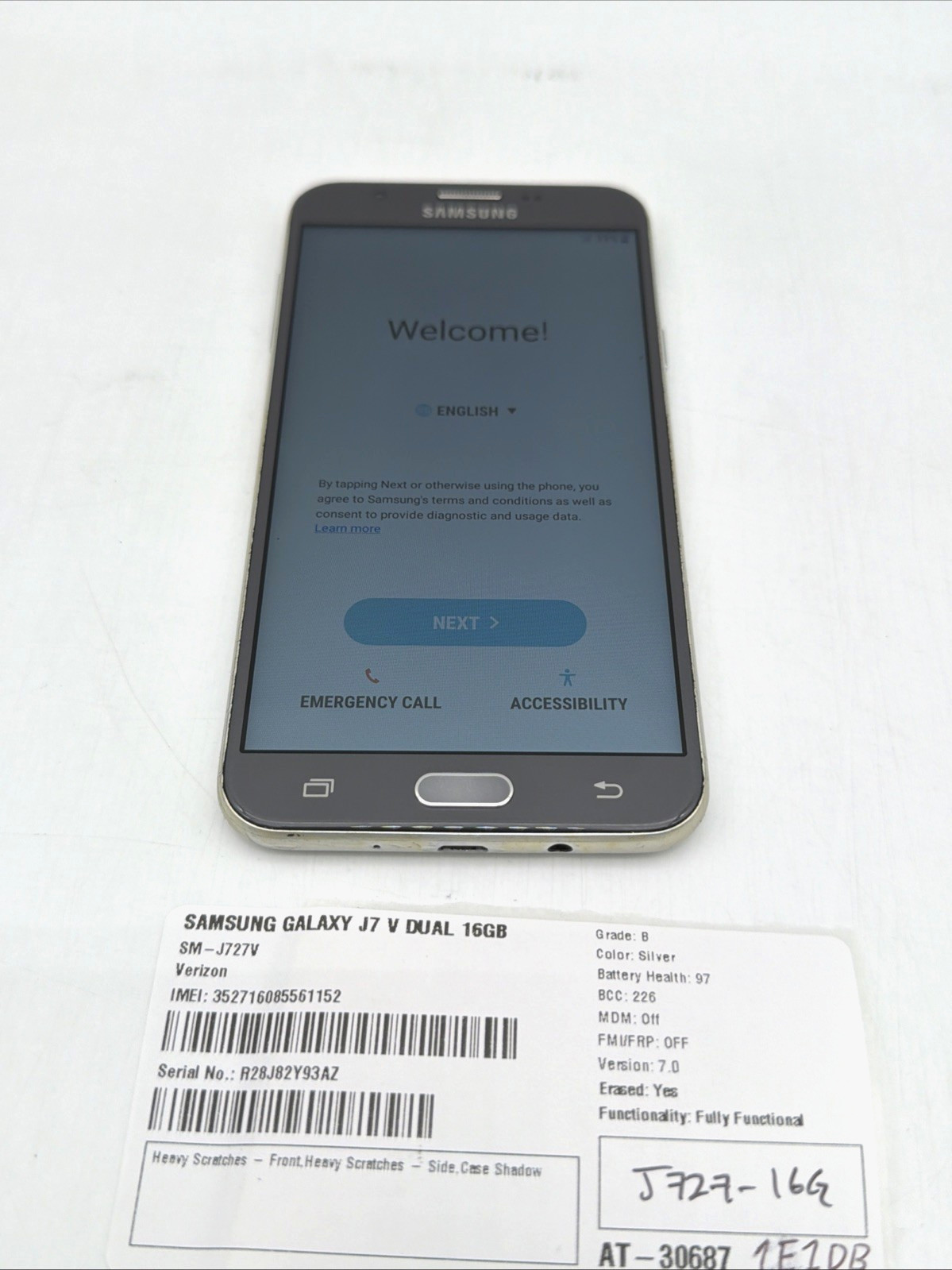Samsung Galaxy J7 V 2017 16GB SM-J727V [VERIZON] 85%-99% BH - Silver