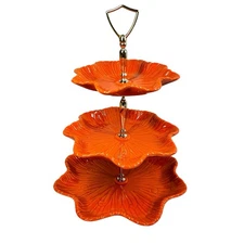 Vintage California Pottery 3 Tier Tid Bit Serving Dish Three Tier Server  T14