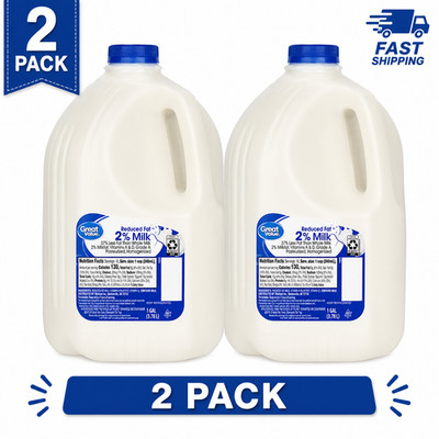 Great Value, 2% Reduced Fat Milk, Gallon  (Pack of 2)