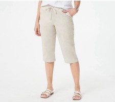 Denim  Co. Petite Casual EasyWear Twill Pull-On Skimmers A394549 Lt Khaki PM