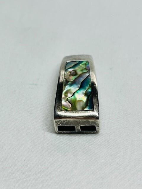 Sterling Silver - Abalone Inlay Rectangular Penda… - image 3
