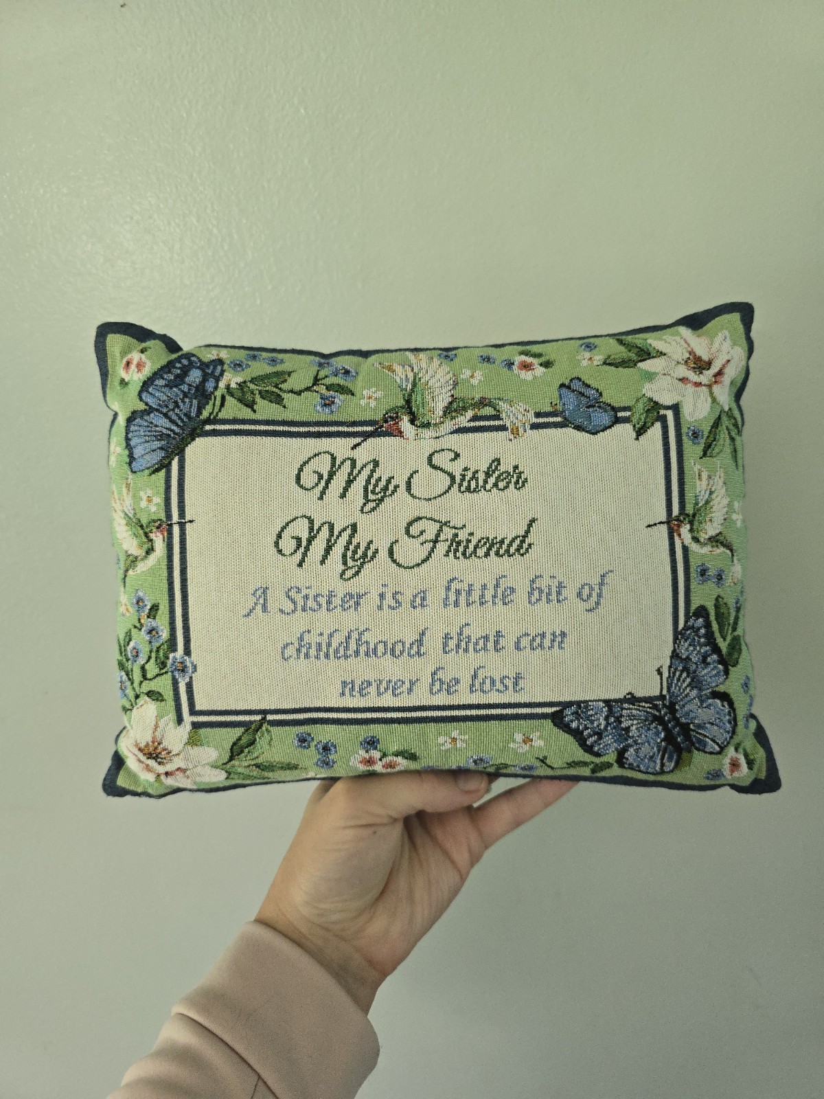 Collections Etc My Sister My Friend Tapestry Weave Throw Pillow Floral Small