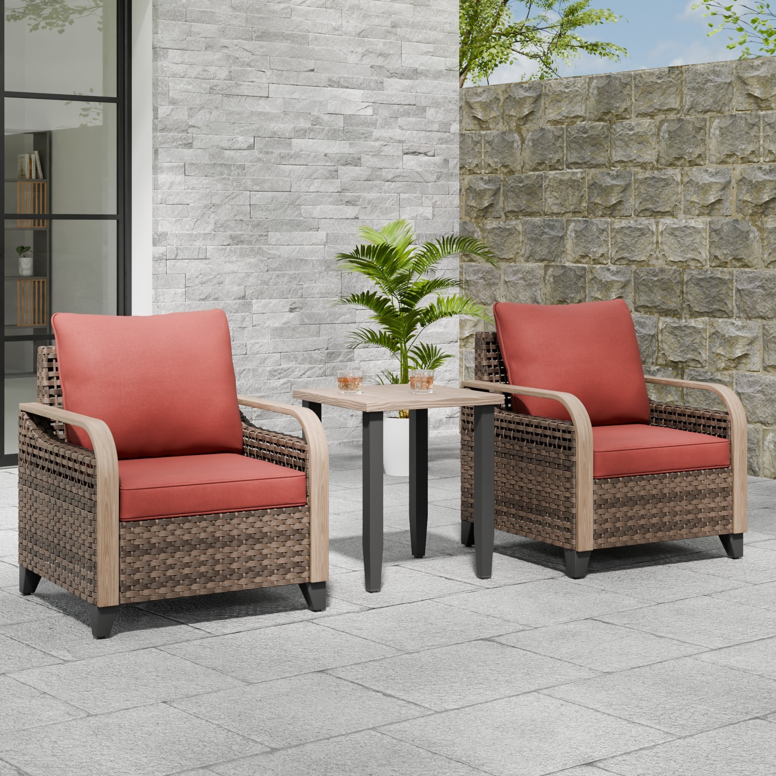 EAGLE PEAK 3 Piece Wicker Patio Furniture Set