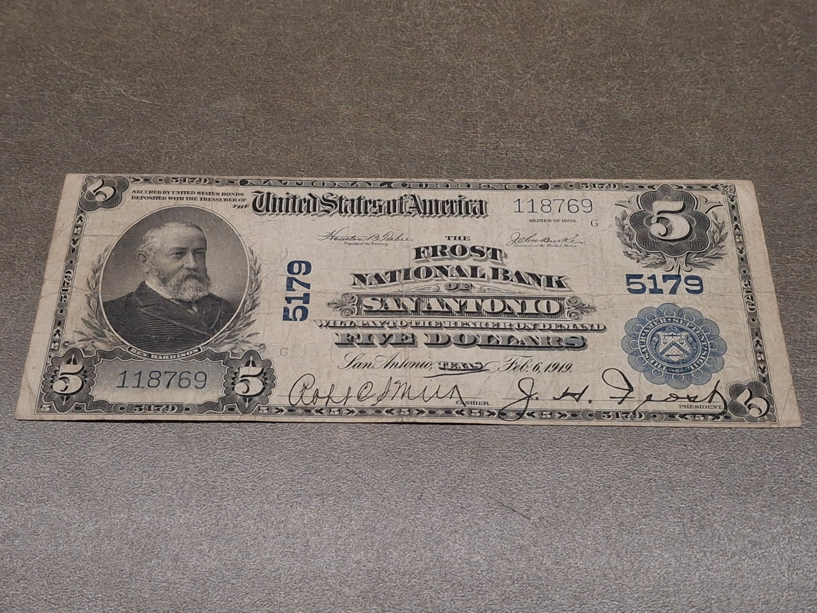 1902 $5 Frost NB of San Antonio Texas National Currency Charter #5179