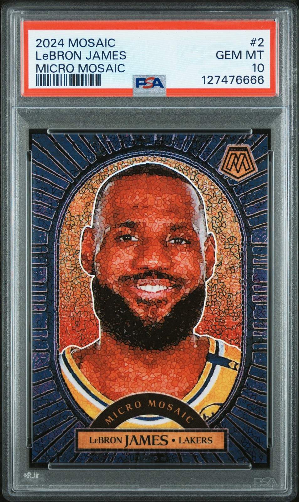 2024 PANINI MOSAIC MICRO MOSAIC #2 LEBRON JAMES PSA 10