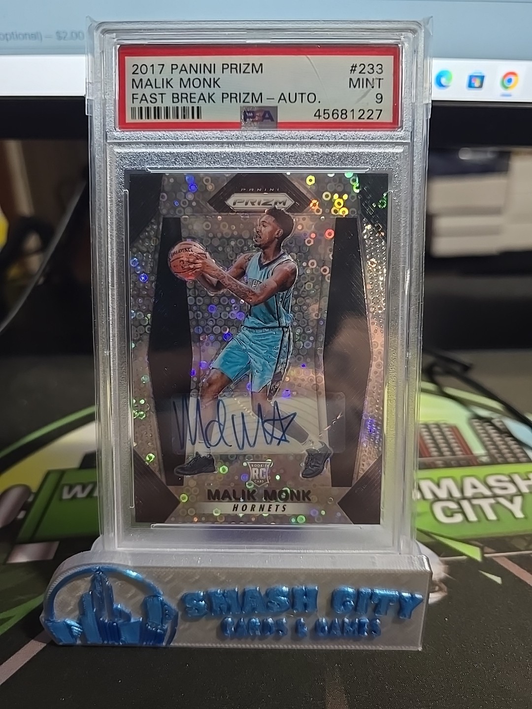2017 Panini Fast Break Disco Prizm RC #233 Malik Monk PSA 9! *98*