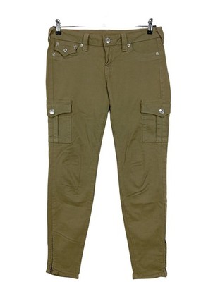 TRUE RELIGION Röhrenhose Damen Hose Gr. DE 40 khaki Casual-Look