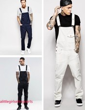 Mens Overalls Romper Jumpsuit Bib Pants Trousers Suspender Denim Jeans Dungarees