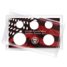 Empty Lens With Red Insert 5 Coins Small Dollar, Half, Dime, Nickel, Cent