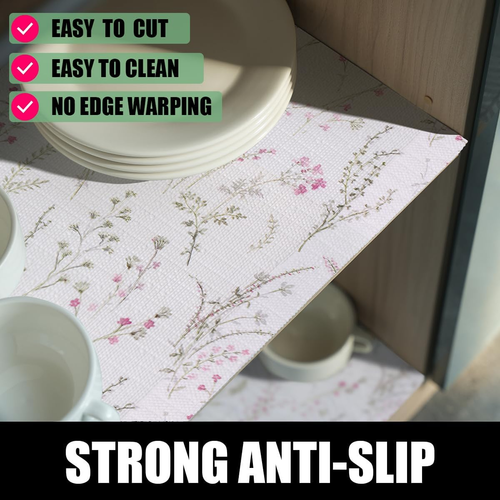 Floral Drawer and Shelf Liner for Cabinets, Non-Adhesive and Strong Non-Slip Flo - Picture 2 of 9