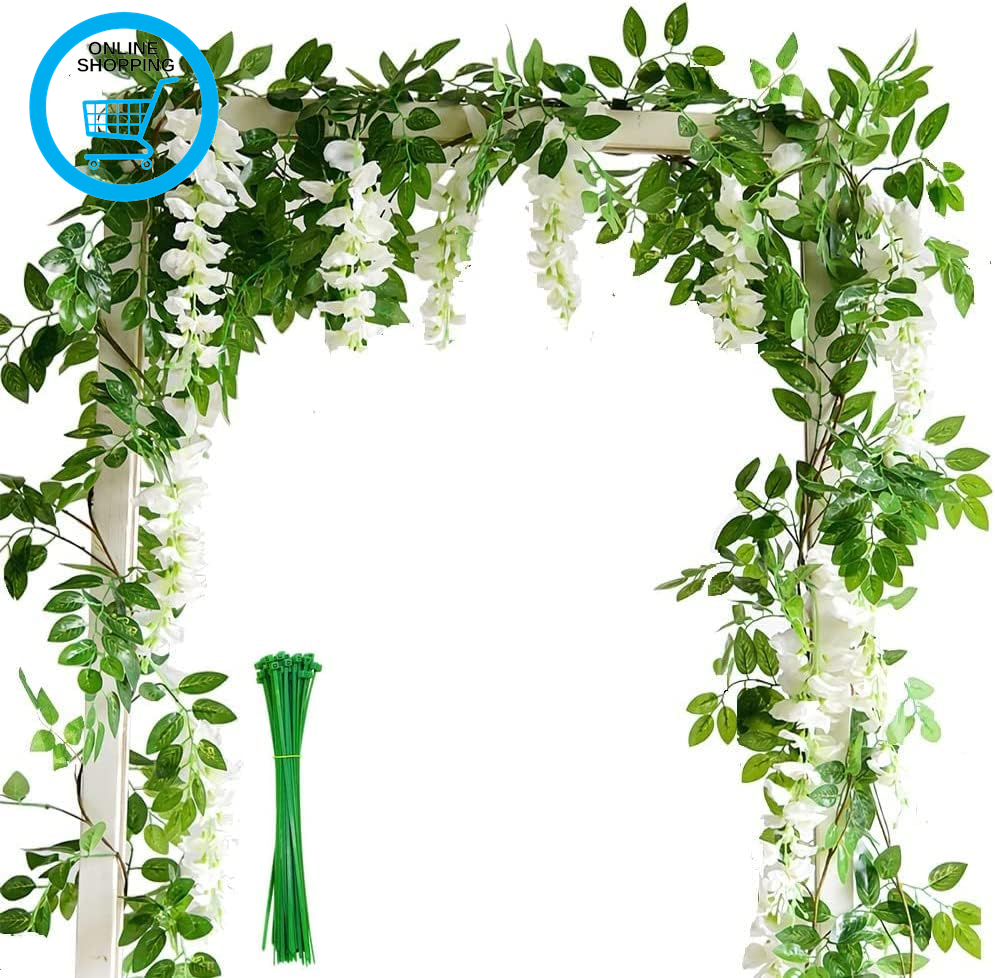 2 X 2M/7FT Artificial Wisteria Flower Garland, Artificial Flowers Wisteria Vine