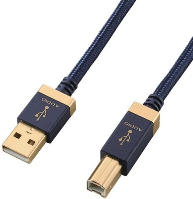 Elecom USB Kabel 1m für Audio Musik USB2.0 A auf B vergoldeter Stecker Navy