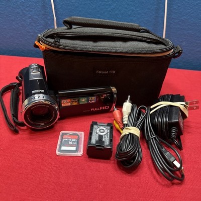 JVC Everio GZ-E306BU Full HD SD Camcorder Touch Screen w/ Battery + Charger