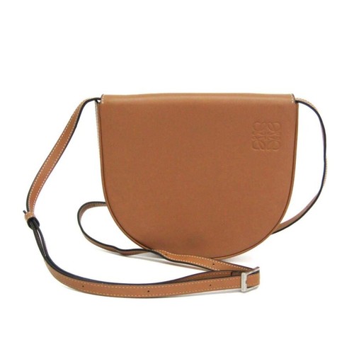 Loewe Heel Pouch Leather Shoulder Bag Light Brown Women Auth