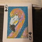 ACEO Art On Playing Card- Flamingo Profile On Queen Of Clubs Card — photo 1