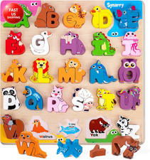 Wooden Alphabet Puzzle, 52 Pieces ABC Puzzles for Kids Ages 3-5, Alphabet ABC Le