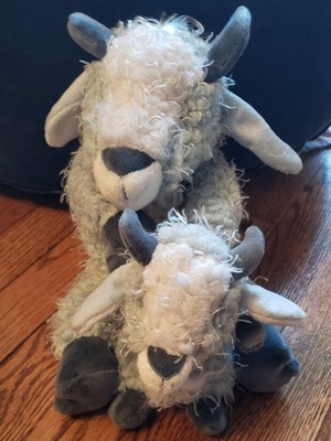 Bunnies by the Bay Wee Billy Goat With Baby, Mint Green Plush, Approx 13''