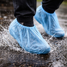 Disposable Shoe Covers Non Slip Waterproof Overshoe Elasticated BLUE