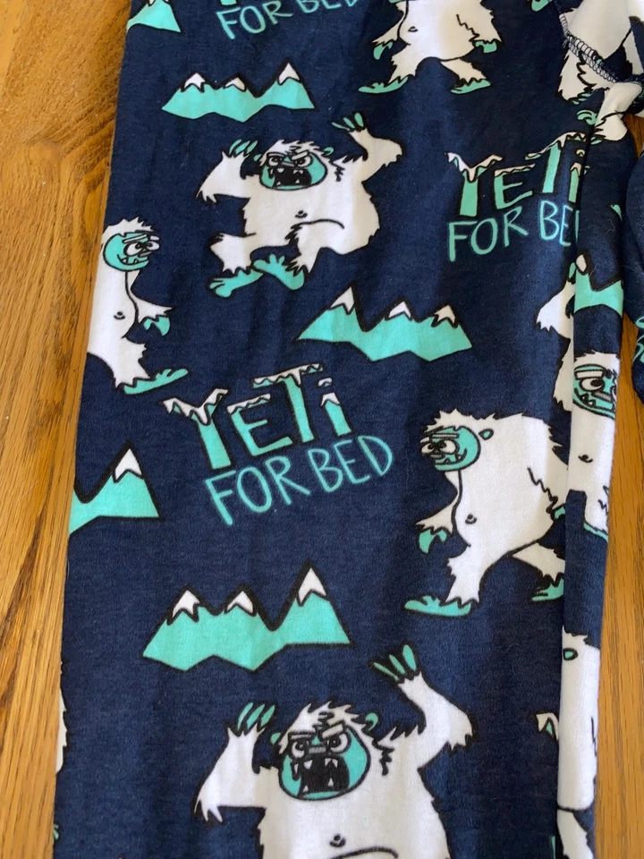Lazy One “YETI FOR BED” Women’s M Long John Pajama Pants Blue Pink W/Graphics - Image 2 of 4