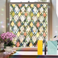 Bloss Stained Glass Window Film for Glass,Rainbow Windows Privacy Film, Sunro...