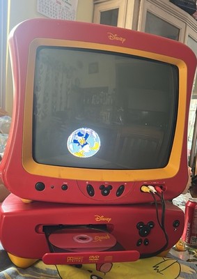 CRT Mickey Mouse Disney TV with RARE DVD Player Works Great Tested