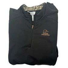 Ducks Unlimited Men's 2XL Long Sleeve 1/4 Quarter Zip Shirt Black  Camo