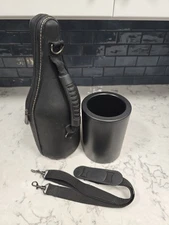 Caddy O Black Leather Tote Wine Bottle Carrier/Cooler Chiller