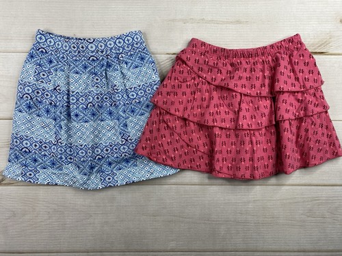 Garnet Hill Girls Skorts L 8-10 Lot of 2 Tiered Skirts over Shorts Pull On Fun - Picture 6 of 12