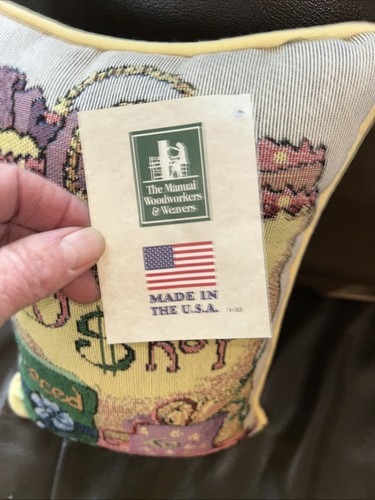 VTG Accent Pillow Needlepoint "Born to Shop" Country Cottage Grannycore 12x8" - Picture 4 of 6