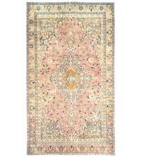 Antique Handmade Distressed Oriental Wool Rug 5X8 ft Muted Floral Design Carpet