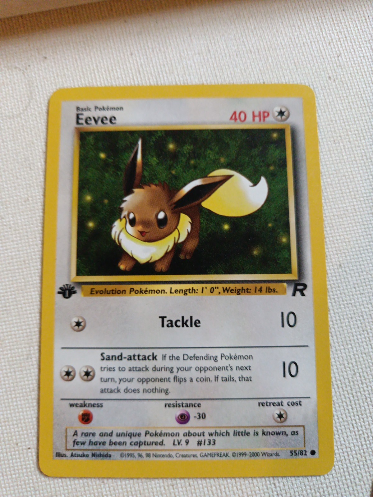 Eevee 55/82 Team Rocket 1st Edition NM Near Mint Common Pokemon Card