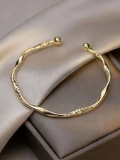 Gold Twisted Minimalist Bangle For Women Elegant Daily Holiday Wear