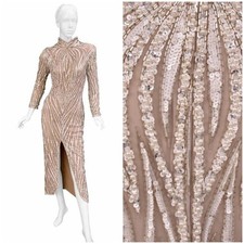 Vintage Bob Mackie Boutique Nude Pearl Beaded Gown Maxi Dress, 1980s