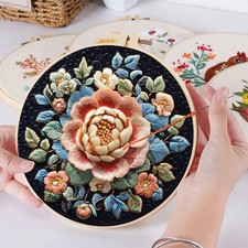Embroidery Kit 3D Flower Stitch Set Tool Art Needlework Home Decor