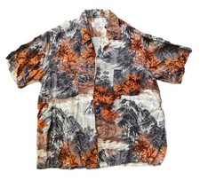 Vtg 50s Penney  s rayon Hawaiian Shirt L sportswear Loop Collar