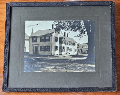 Antique Original Framed B&W 6'' x 8'' Photo of Early American House & Train Tracks
